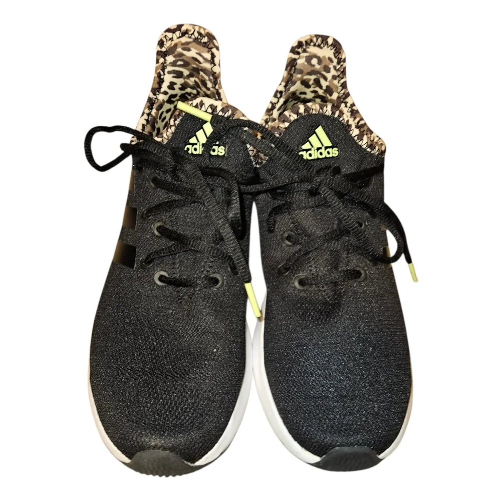 Adidas Cloudfoam Black Sneakers with Leopard Print Womens Size 8 - Picture 5 of 7
